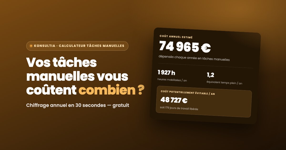 Calculateur du coût des tâches manuelles — le chiffrage annuel en 30 secondes